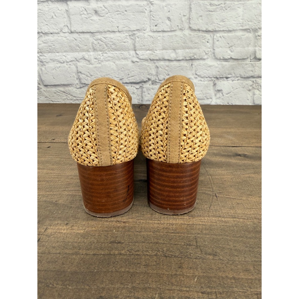 Vince Camuto Raffia Woven Block Heel Pumps Coastal Chic Old Money Quiet Luxury 7 - Picture 7 of 13